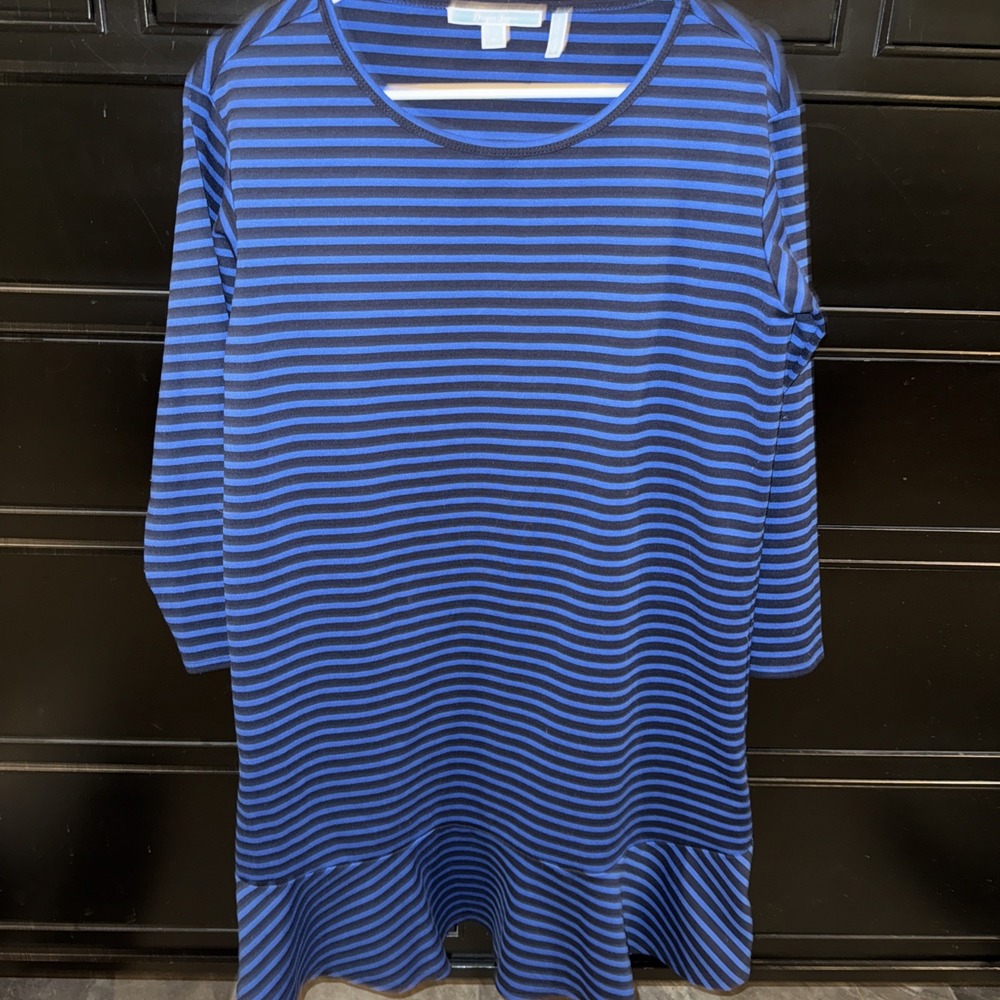 Draper James Blue Black Striped Knit Dress Small Round Neck Small A Line
